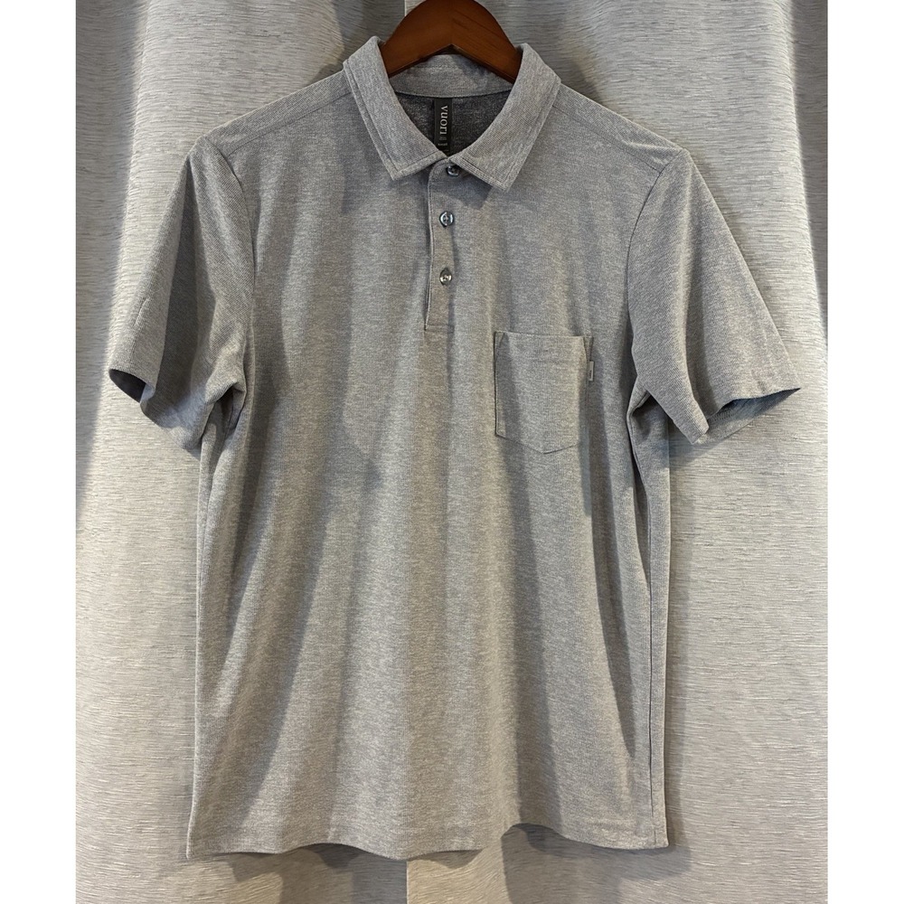 Vuori Polo Shirt Men Size Small Gray Ace Golf Stretch Preppy Performance Pocket